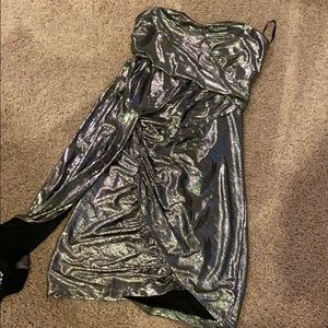 Metallic Silver Mini Dress Size S/M